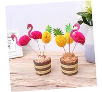 30 Piezas Inserto De Decoración Del Pastel Primero Tú Pastel De Celebración Topper De La Torta Encantadoras Selecciones De Pastel De Fiesta Cumpleaños Tropical Madera Amarillo