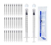 30 Piezas Jeringuilla, 1 ml Jeringa con Tapas, Sin Aguja Jeringuillas, Plástico Multipropósito Jeringas 1ml para Rellenar y Medir Líquidos, Alimentación de Mascotas (Blanco)