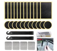 30 Piezas Kit Reparación Parches Neumáticos Bicicletas, Cámara Aire Autoadhesivo Pegamento Pinchazos Redondos Cuadrados y Rectangulares Incluye 2 Palancas Llantas 4 Raspador Metálico para Montaña