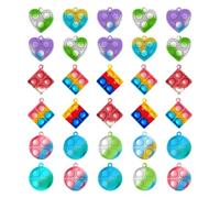 30 Piezas Llaveros Pop Juguetes Antiestres Niños Bubble Fidget Juguete Push and Pop Bubble Fidget Toy Popit para Aliviar el Estrés y la Ansiedad, Cumpleaños Regalos para Fiestas