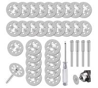 30 Piezas Mini Discos de Corte de Diamante, 22 mm Sierra de Diamante con 5 Piezas 3 mm de Mandril y 3 Piezas Destornillador de Cristal de 3 mm para Cortar Piedra, Cerámica, Vidrio