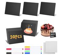 30 Piezas Mini Pizarra Pequeña, Mini Letreros de Pizarra de Pie, Pizarra Negra Reutilizables en Forma de L con 7 Bolígrafo, Para Panaderías, Cafeterías, Bodas, Tarjetas de lugar, Buffets (100x75mm)