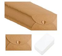 30 piezas mini sobres Kraft con tarjetas en blanco, 4" x 3" sobre con tarjetas de papel, perfecta para Navidad, Acción de Gracias, invitación a la boda, tarjetas de felicitación fiesta de cumpleaños