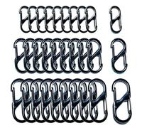 30 Piezas Mosquetón en Forma de S, 48/40/32 mm Mosquetones con Clip de Llavero de Doble Resorte, Hebilla en S Pequeños de Aleación para Casa, Senderismo, Exterior, Pesca (Negro)