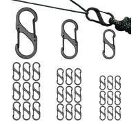 30 Piezas Mosquetón en S, S Forma Mosquetón Clips Set, Llavero de Doble Resorte para Casa, Senderismo, Exterior, Pesca, Camping (50mm/40mm/32mm)