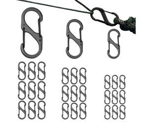 30 Piezas Mosquetón en S, S Forma Mosquetón Clips Set, Llavero de Doble Resorte para Casa, Senderismo, Exterior, Pesca, Camping (50mm/40mm/32mm)