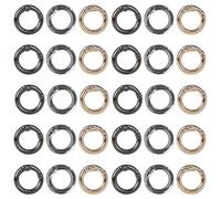 30 Piezas Mosquetón Redondo, 20mm Mosquetón Anillo de Resorte, Ganchos de Resorte Anilla de Aleación de Zinc, Hebillas de Resorte Redondas para Llavero Bolsa Manualidades, Oro, Plata, Negro