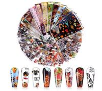 30 Piezas Nail Art Transfer Foil, Halloween Transferencia de Uñas Holográfico Nail Stickers Wraps, Sticker Nail Art Accesorios para Manicura Acrílico DIY Decoración