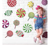 30 Piezas Pegatinas Calcomanías de Suelo de Menta Pegatinas Calcomanías de Suelo Redondas de Caramelos Piruletas de Colores para Decoración Fiesta Navidad, Pegatinas de Navidad de Pared