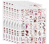 30 Piezas Pegatinas Heridas Halloween, Tatuaje Heridas, Tatuaje de Cicatriz de Halloween,Tatuajes Temporales Halloween, Tattoo Halloween, para Fiestas de Disfraces, Festivales de Música