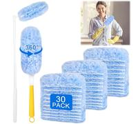 30 Piezas Plumero Duster Kit 360° Atrapa Polvo Cepillo de Eliminación de Polvo con 1 Barras Telescópicas y 1 Asas para La Limpieza del Cabello Animal, El Polvo Y El Escritorio del Teclado