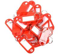 30 Piezas Porta Llaves de PláStico para Equipaje de Etiqueta de IdentificacióN Llaveros Placa de Nombre, Color: Rojo
