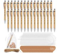 30 Piezas Regalos de Boda para Invitados, Juego de Bolígrafos de Madera con Inscripción Schön, dass Du da bist, Bolígrafo Retráctil con Tinta Negra, Recuerdos de Agradecimiento para Bodas, Cumpleaños