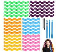 30 Piezas Rizador de Pelo Sin Calor, Rizador Sin Calor de 30cm y 50cm con 2 Ganchos de Peinado y Peine de Puntas, Heatless Curls de 6 Colores, Heatless Hair Curlers para Todos Los Largos de Cabello