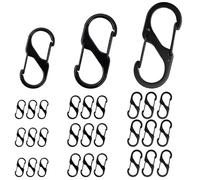 30 Piezas S Forma Mosquetón Clips Set, Mini Mosquetones en Forma de S, 50mm/40mm/32mm Llavero de Doble Resorte para Senderismo, Pesca, Camping