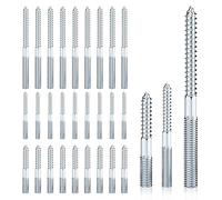 30 Piezas Tornillo Doble Rosca M8 x 60/M8 x 80/M8 x 100mm: Tornillos de Doble Roscados, Pernos de Suspensión Torx, Doble Cabeza Autorroscantes Tornillo, para Muebles, Abrazaderas y Montaje en Madera
