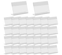 30 piezas transparentes de letrero en forma de L acrílico de 3.5x2.4 pulgadas Mini plástico lanares para el comercio minorista, etiquetas de alimentos, tarjetas de nombre de buffet de fiesta, or