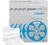 30 pilas para audífonos PowerOne Implant Plus P675 azul (5x6 Bl.) + Caja de t...