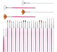 30 pinceles para decoración de pasteles para hornear, manualidades y pintura, juego de cerdas de nailon blanco y rojo rosa con mango de plástico y tubo de aluminio