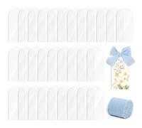 30 Placas acrílicas para nombres de boda transparentes + un rollo de cinta Azul,tarjetas de acrílico para lugares,Placa acrílica arqueada con el nombre de la boda,para promoción (Transparente+Azul)