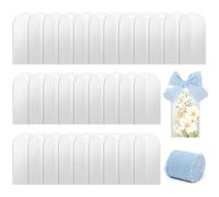 30 Placas acrílicas para nombres de boda transparentes + un rollo de cinta Azul,tarjetas de acrílico para lugares,Placa acrílica arqueada con el nombre de la boda,para promoción (Esmerilado+Azul)