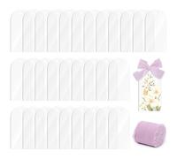 30 Placas acrílicas para nombres de boda transparentes+un rollo de cinta Morado,tarjetas de acrílico para lugares,Placa acrílica arqueada con el nombre de la boda,para promoción (Transparente+Morado)