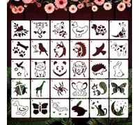 30 plantillas de animales de 3 pulgadas, reutilizables y desechables para pintar sobre madera, arte quemado, manualidades, pared, decoración de letreros para el hogar, tela, lienzo