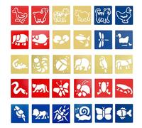 30 Plantillas de Dibujo para Niños, Formas para Dibujar, Rollos de Garabato, Reutilizables de Animales (15 x 14 cm)