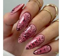 30 por ciento almendra uñas falsas presionando en las uñas adhesivos falsos artificiales en diseños de corazones consejos franceses uñas acrílicas para mujeres claro