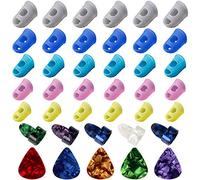 30 protectores de dedos de silicona para guitarra, protectores de dedos y puntas de los dedos, tapas protectoras para instrumentos de cuerda, costura y bordado (5 tamaños)