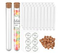 30 Pzs Tubos de Ensayo 15ml Tubos de Ensayo Plastico Probetas Plastico con 30 Corchos y 6 Etiquetas para Boda, Cumpleaños, Bautismo, Regalo,Almacenar Semillas Flores, Dulces Sales de Baño y Especias