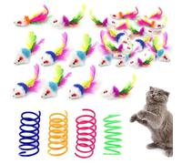 30 Ratones De Plumas, 4 Plumas Pequeñas, Bolsa De Juguete Para Gatos Y Ratones, Ratón De Juguete Interactivo Para Gatos, Ratón De Juguete Con Plumas, Juguete De Seguimiento Para Gatos Y Ratones