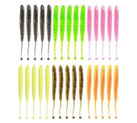 30 señuelos de pesca de 4,8/6/8 cm, cebos de gusanos de arena artificiales para pesca de truchas, señuelos suaves, cebos de cola, aparejos de pesca