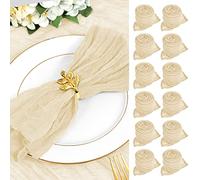 30 servilletas de Gasa, servilletas de Gasa Estilo Bohemio, Vintage, teñidas a Mano, cuadradas, 50 cm, servilleta Arrugada, Color Beige