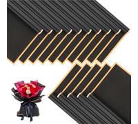 30 Sheets Golden-edged, Waterproof Flower Wrapping Paper - Perfect For DIY Craft Packaging, Bouquet Wedding Gifts(15-Black-30pcs)