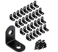 30 soportes en L para esquinas, 30 mm, metal, ángulo derecho de 90 grados, para estanterías, sillas, mesas, armarios, muebles de madera, whih 60 tornillos (30 mm negro)
