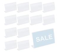 30 soportes verticales de acrílico para etiquetas (8 x 5,2 cm), placa de mesa de acrílico, etiquetas de precios, soporte transparente, expositor de mesa, etiqueta de precio para centros comerciales,