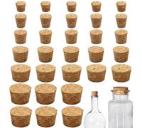 30 tapones de corcho natural para botellas, tapones de corcho de varios tamaños, tapón de corcho pequeño, cónico de madera suave para proyectos de bricolaje de sal y pimienta, sellado hermético