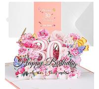 30. Tarjeta de cumpleaños 3D desplegable, tarjeta de felicitación de cumpleaños, decoración 30 tarjetas de cumpleaños con sobre, tarjeta para el 30 aniversario de boda, tarjeta de regalo para mujeres,