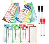 30 tarjetas flash de multiplicación y división con 4 bolígrafos de borrado en seco, 2 anillos, reutilizables, educativas, juego de tarjetas flash de tabla de matemáticas para 1er a 3er grado