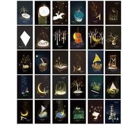 30 Tarjetas Postales que Brillan en la Oscuridad, Tarjetas Postales set, Libro de visitas, postales de viaje (Mr Rabbit)