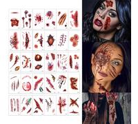 30 tatuajes de esqueleto para Halloween, maquillaje espeluznante, tatuajes temporales, accesorios (A)