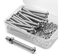 30 tornillos de cabeza redonda M5-0,8 x 50 mm y tuercas hexagonales de acero inoxidable 304 18-8