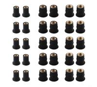 30 tuercas de neopreno para cuatrimoto de latón, tuercas de goma de 4 mm, 5 mm, 6 mm, tornillos de soldadura para parabrisas de motocicleta, color negro