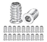 30 tuercas roscadas M8 x 15 mm para madera, con casquillo hexagonal galvanizado, insertos roscados, casquillo roscado, para productos de madera, paneles compuestos, etc (Plata)