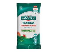 Sanytol - Toallitas Desinfectantes Multiusos, Compostables, Sin Aclarado, Higiene Sin Bayeta, Eliminan Bacterias, Hongos y Virus Sin Lejía, Perfume Eucaliptus - 30 Toallitas