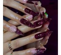 30 uñas artificiales de punta francesa elegantes 3D Vine Glow Press Stick Uñas seguras para la salud y la salud fácil de aplicar punta francesa