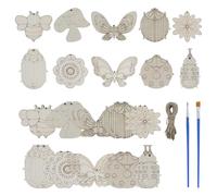 30 unidades 3D de madera sin terminar para cumpleaños, juegos creativos con pinceles redondos y planos, flores de madera para pintar para manualidades, salón, balcón, jardín