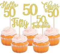 30 unidades 50 cumpleaños decoración para tartas con purpurina Hello 50 Cheers to 50 Cupcake Toppers 50 & Fabulous Quinta Pastel Decoración para Saludos en 50 Cumpleaños Aniversario Fiesta Pasteles
