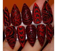 30 unidades ABS Valentine Red Cats Eye Black Heart Rose Easy Wear para fiestas Black Heart Rose Nails